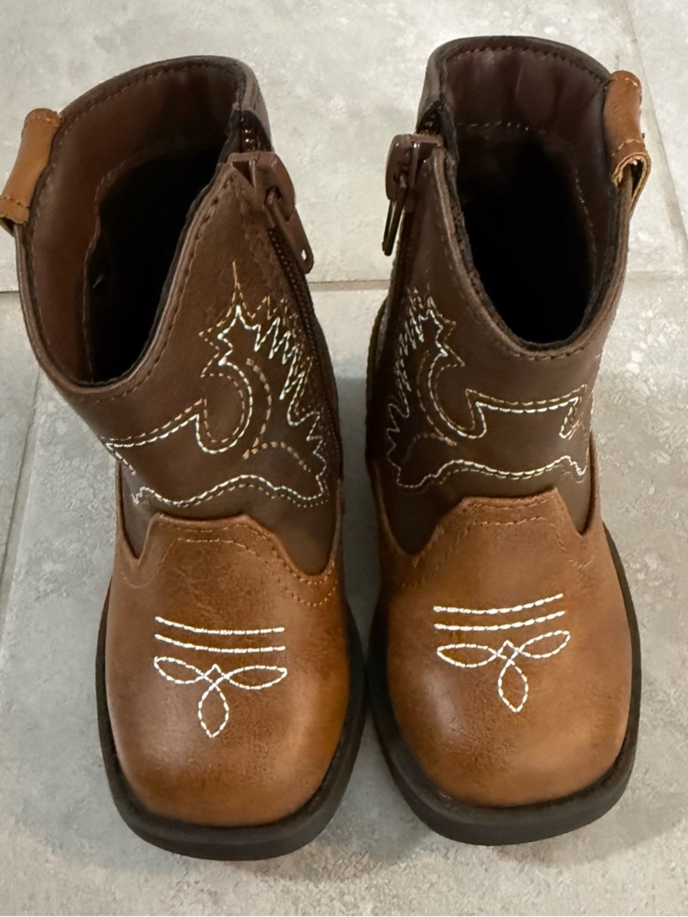wonder nation Brown and Tan Kids Western Pull-On Boots